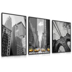 ZESTAW 3x Plakat W Ramie NEW YORK Wieżowce Architektura Efekt 3D 60x80cm