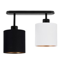 Lampa sufitowa 37x15x30 cm dwupunktowy spot z abażurami gwint E27 czarna z czarno-białymi abażurami do salonu - Miniaturka zdjęcia nr 3