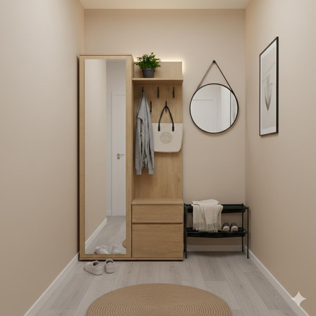 Garderoba do przedpokoju DUO 180x95x35 cm z lustrem wieszakami szafka na buty dąb cremona nr. 3