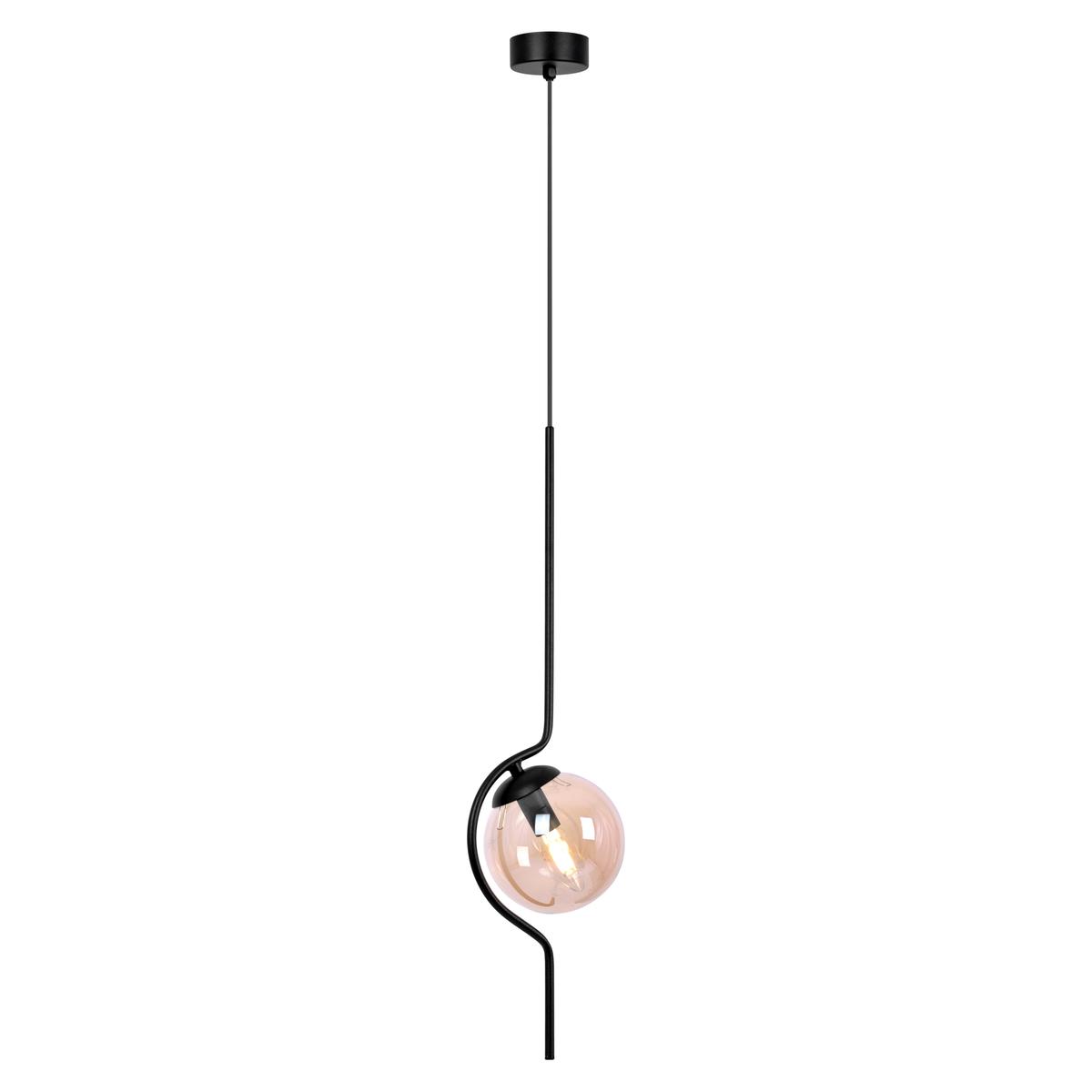 Lampa wisząca K-5335 VELA 16x100x16 cm do salonu lub pokoju bursztynowy/czarny