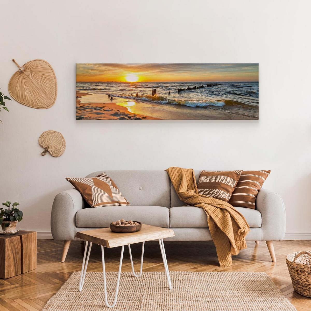 Obraz Panoramiczny MORZE Bałtyckie Plaża Zachód Słońca Pejzaż 145x45cm nr. 6