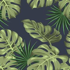 Tapeta do salonu egzotyczne liście monstera zieleń, dekoracja do salonu - Miniaturka zdjęcia nr 4