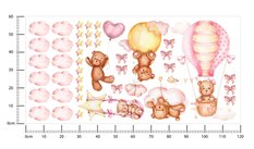 Naklejki Dla Dzieci Misie Różowe Chmurki Gwiazdy 120x60 Kokardki ZESTAW - Miniaturka zdjęcia nr 2