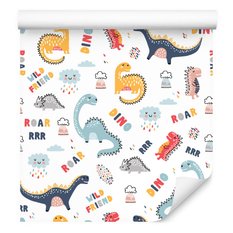 Tapeta do pokoju dziecka kolorowe dinozaury chmury  - Miniaturka zdjęcia nr 3