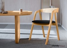 Zestaw krzeseł giętych Villa14 79x56x48 cm 4 sztuki drewniane zaokrąglone do salonu dąb naturalny z czarnym welwetowym siedziskiem - Miniaturka zdjęcia nr 2