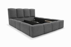 Łóżko tapicerowane VELLA 140x200 cm ze stelażem i pojemnikiem boucle do sypialni ciemnoszary - Miniaturka zdjęcia nr 5