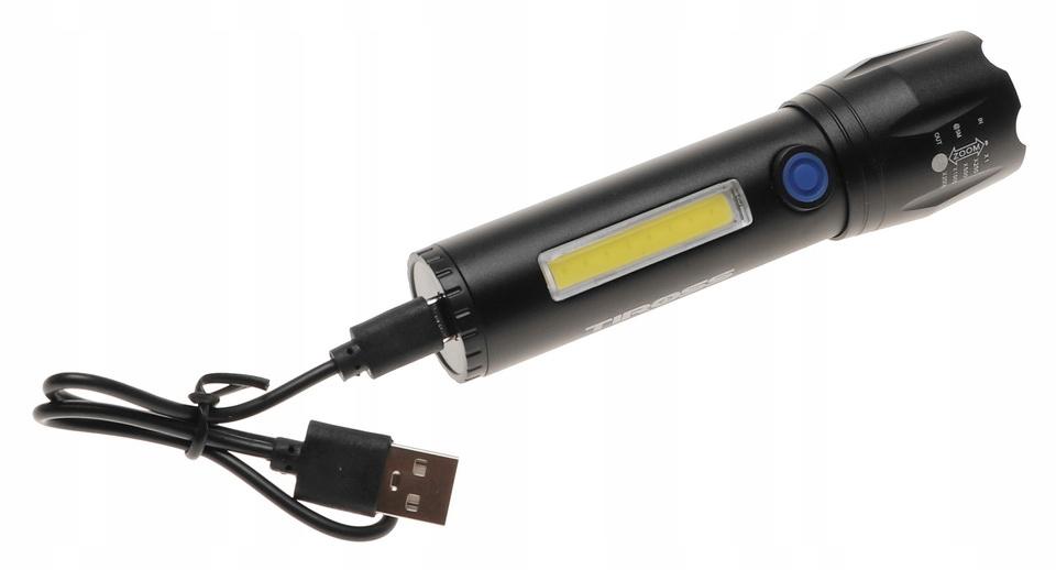 Latarka 12,5 cm kieszonkowa z akumulatorem led zoom ładowana na usb nr. 4