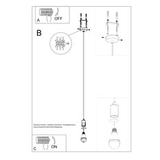 Lampa wisząca EDISON czarna 106x8x8cm nowoczesna E27 do salonu - Miniaturka zdjęcia nr 5