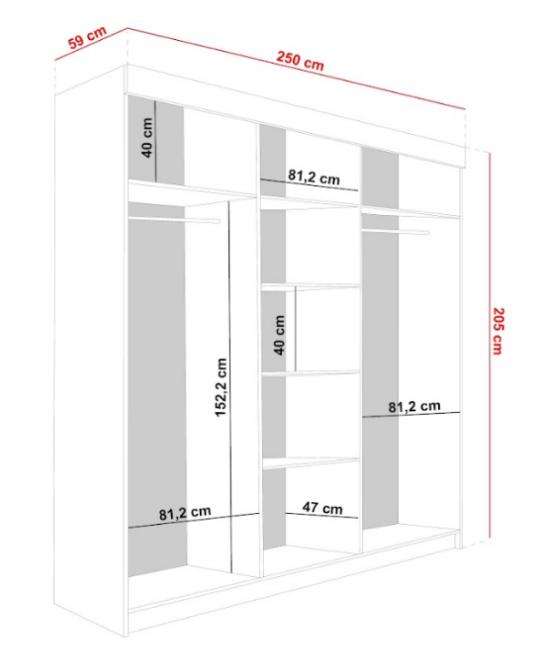 Szafa przesuwna RETRO 200x59x215 cm z lustrem do sypialni garderoby dąb korpus antracyt nr. 3