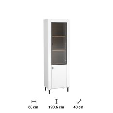 Witryna 60x40x193,6 cm Mossa z dwoma drzwiczkami biały do salonu - Miniaturka zdjęcia nr 4