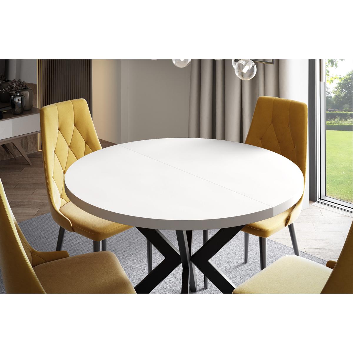 Stół rozkładany 90 cm okrągły Granito arctic white do jadalni nr. 2