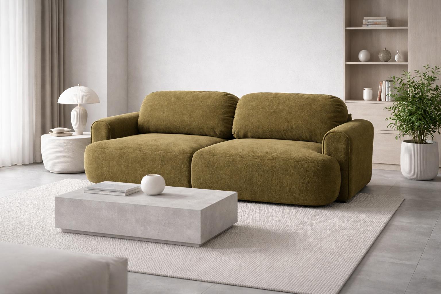 Kanapa z funkcją spania ITALY 250x100x82 cm trzyosobowa sofa rozkładana tkanina FLOW 14 oliwkowa nr. 3