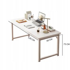 Biurko 120x60x75 cm komputerowe młodzieżowe w stylu industrialnym białe do pokoju - Miniaturka zdjęcia nr 8