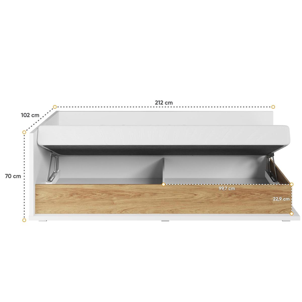 Łóżko Simi 90x200 cm do sypialni pokoju młodzieżowego lewe biały hikora naturalna nr. 3