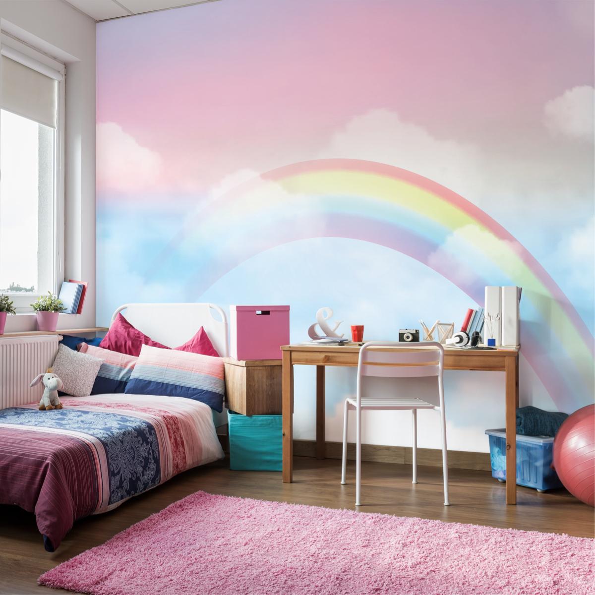 Fototapeta dla dzieci tęcza niebo chmury 450x300 Dekoracja z Efektem 3D Łatwa w Czyszczeniu nr. 7