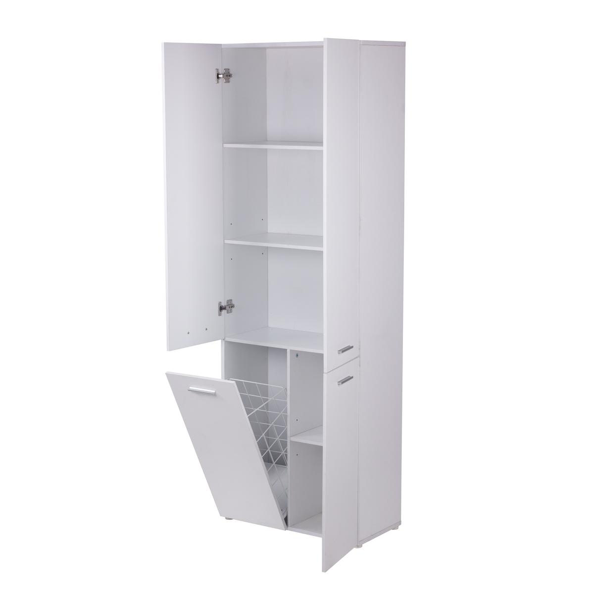 Słupek łazienkowy z dostawą najtaniej LUBA 1K DD 174x60x30 cm szafka łazienkowa kosz na pranie regał biały mat nr. 2