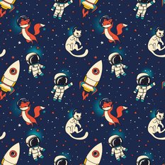 Tapeta Ścienna Lisy Koty Astronauci KOSMOS Gwiazdy  - Miniaturka zdjęcia nr 6