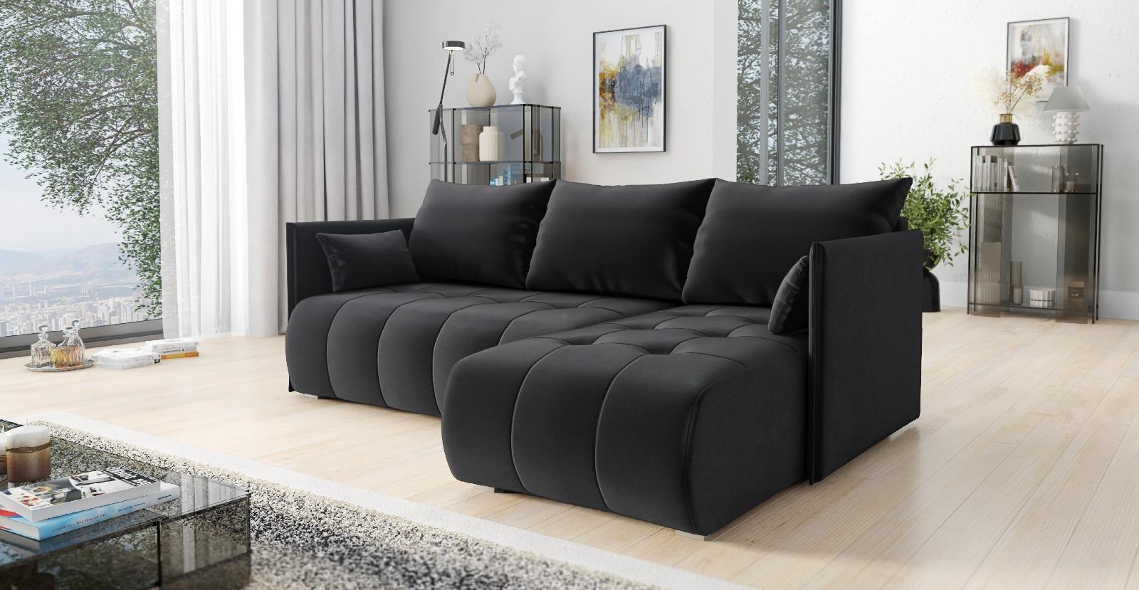 Narożnik Nessa 88x218x152 cm do salonu kronos czarny nr. 2