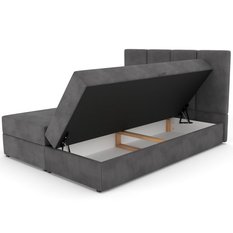 Łóżko kontynentalne 160x200x113 cm tapicerowane podwójne z materacem grafitowe - Miniaturka zdjęcia nr 11