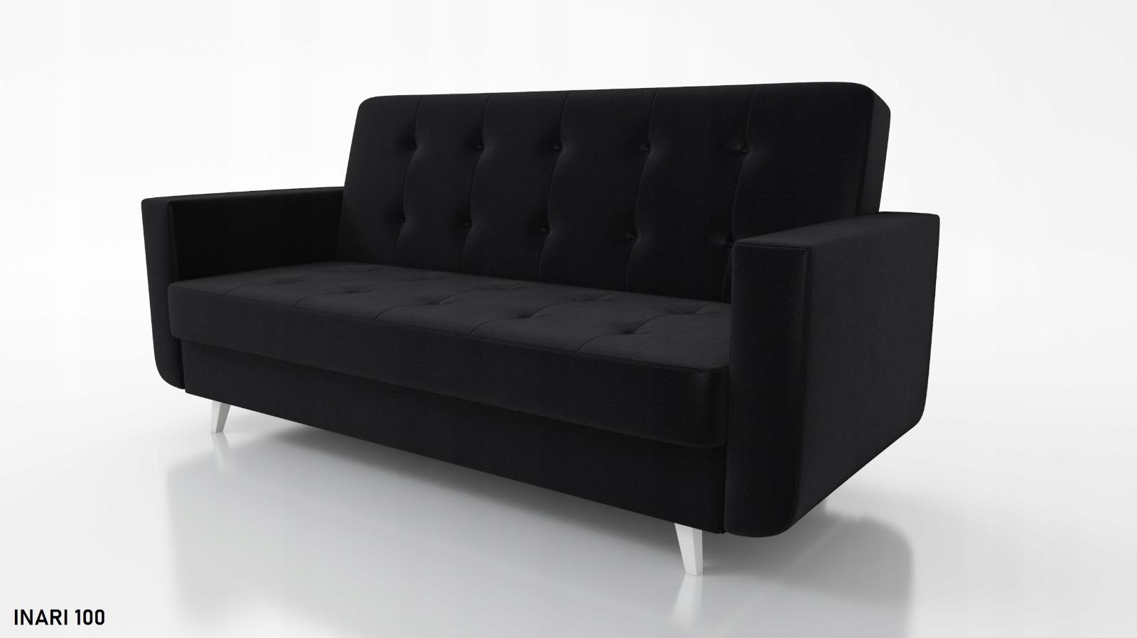 Wersalka rozkładana Naomi 92x218x99 cm do salonu z funkcją spania Inari czarna