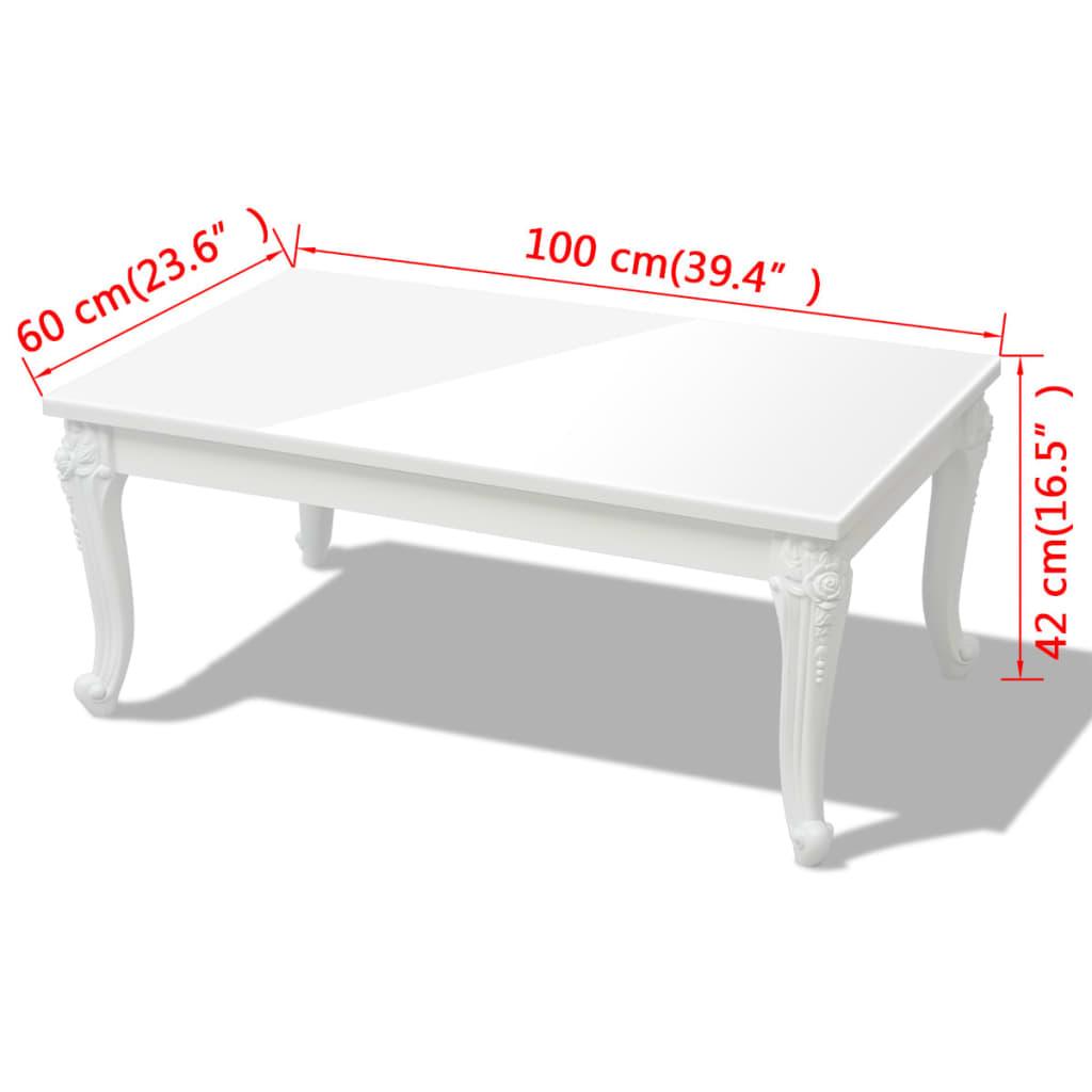 Stolik do kawy 100x60x42 cm do salonu pokoju dziennego wysoki połysk biały  nr. 5