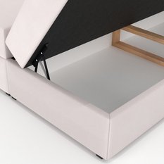 Łóżko kontynentalne 160x200x113 cm tapicerowane podwójne z materacem kremowe - Miniaturka zdjęcia nr 13