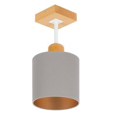 Lampa sufitowa 15 x 15 x 31 cm jednopunktowy spot z drewna gwint E27 szara do salonu - Miniaturka zdjęcia nr 1