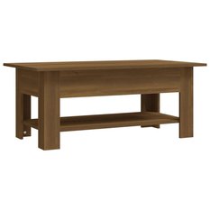 Stolik kawowy 102x55x42 cm z dolną półką brązowy dąb do salonu - Miniaturka zdjęcia nr 3