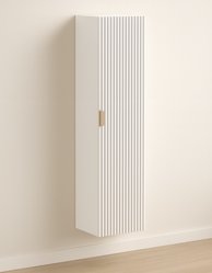 Słupek łazienkowy WILLY 120x33x33 cm regał wiszący ryflowane fronty biały złote uchwyty