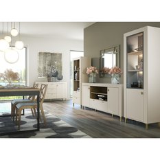 Witryna 60x40x193,6 cm Mossa z dwoma drzwiczkami i LED kaszmir do salonu - Miniaturka zdjęcia nr 3