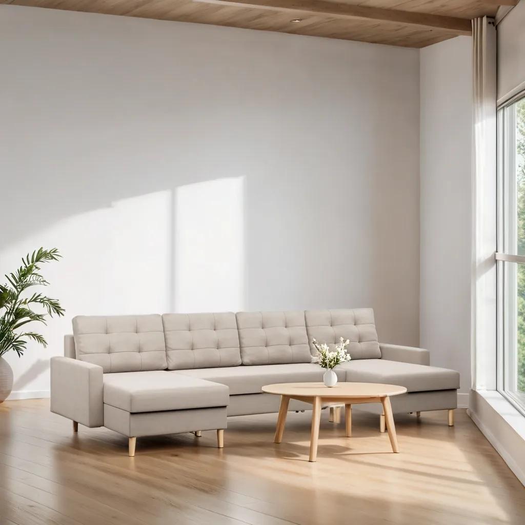 Narożnik BLANK 294x140x88 cm z funkcją spania kształtu do salonu kronos żółty nr. 8