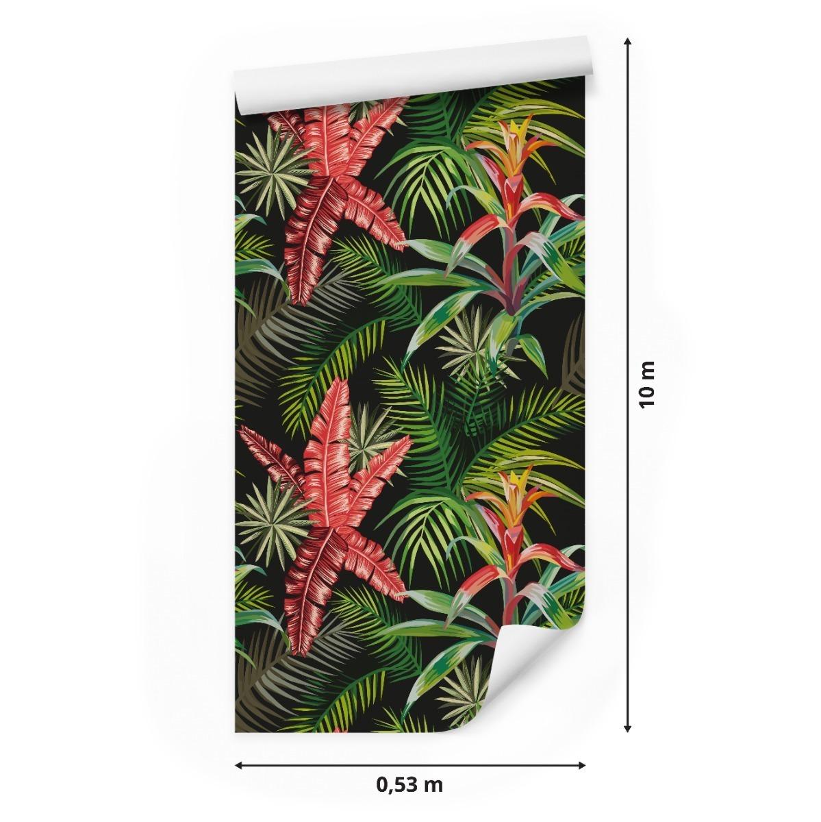 Tapeta Tropikalne LIŚCIE Palmowe Egzotyczne Kwiaty 53x1000 nr. 2