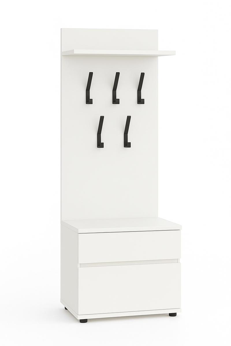 Garderoba do przedpokoju DUO 1 180x45x35 cm z wieszakami szafka na buty biała