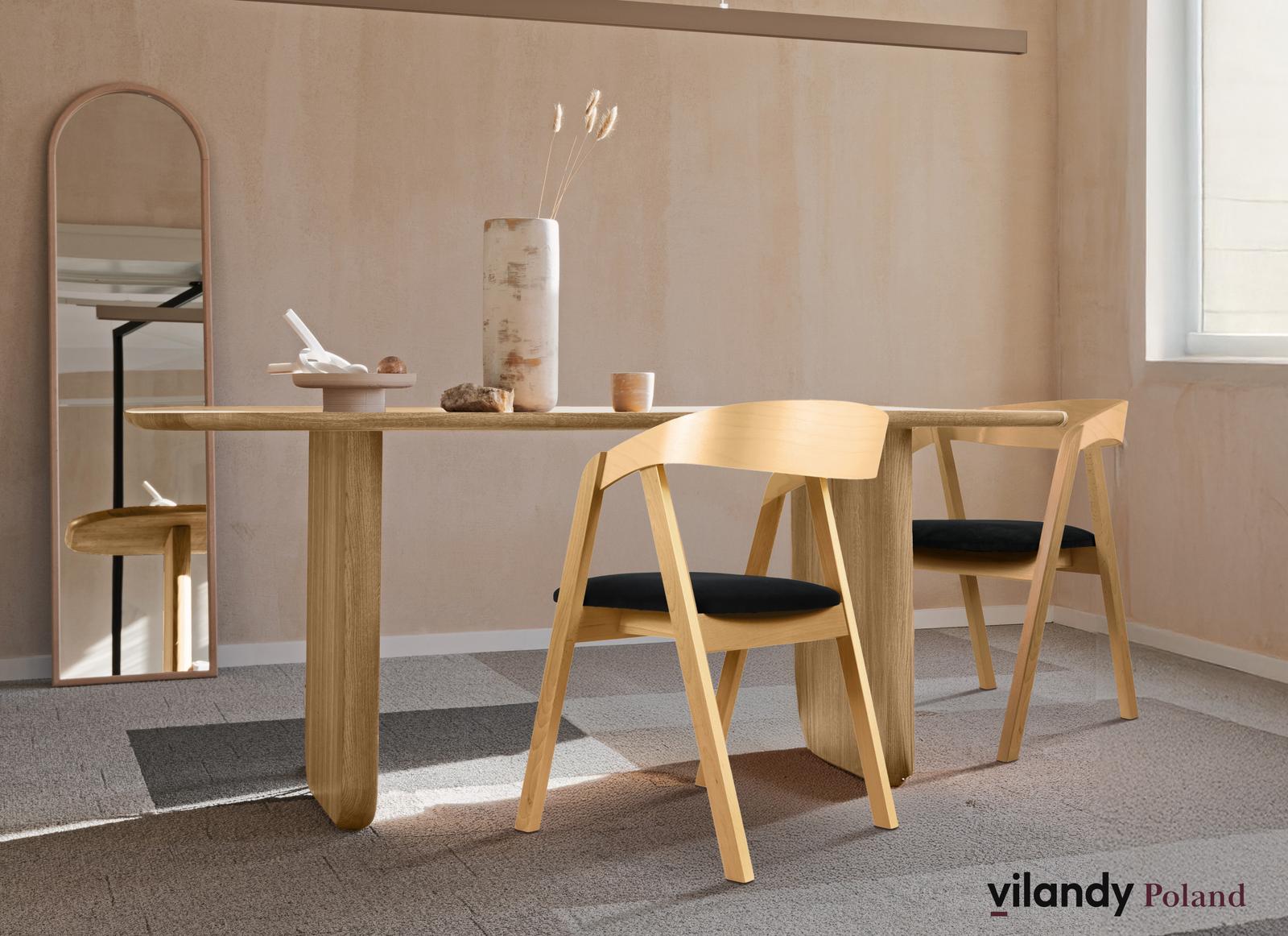 Zestaw krzeseł giętych Villa14 79x56x48 cm 4 sztuki drewniane zaokrąglone do salonu dąb naturalny z czarnym welwetowym siedziskiem nr. 9