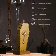 Świeca Coffin with Cross Gold - Miniaturka zdjęcia nr 3