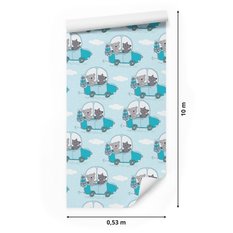Tapeta Do Pokoju Dzieci Misie Wilki AUTKA Chmurki 53x1000  - Miniaturka zdjęcia nr 2