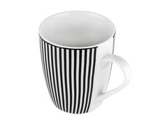 Kubek 350 ml porcelanowy czarny w białe paski do kuchni - Miniaturka zdjęcia nr 2