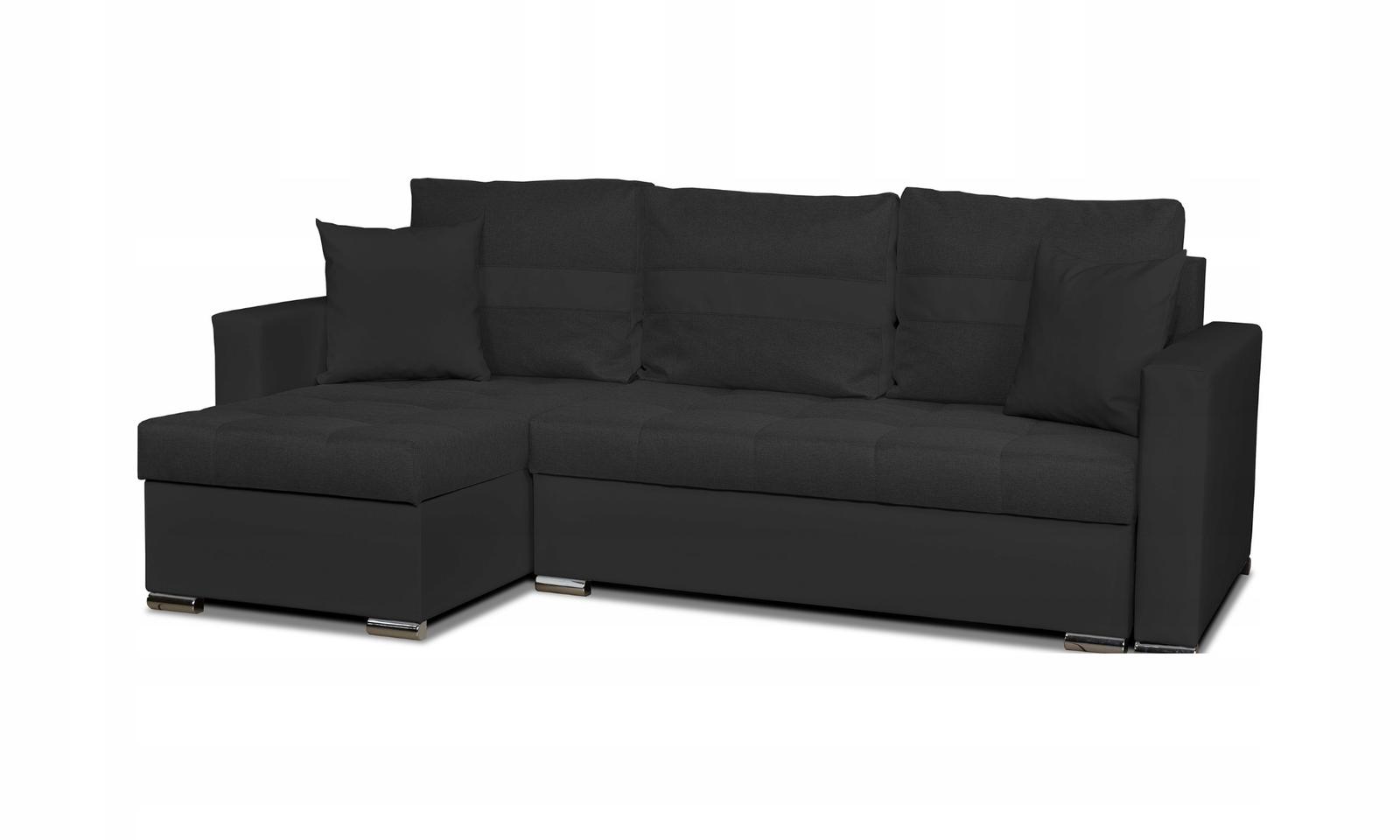 Narożnik FIGO 226x74x140 cm rozkładany z funkcją spania rogówka do salonu czarny nr. 12