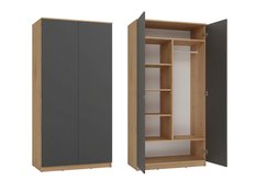 Szafa garderoba MARTUSIA 90x180x50 cm drzwi półki do przedpokoju lub pokoju front grafit dąb artisan - Miniaturka zdjęcia nr 1