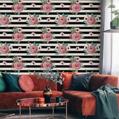 Tapeta Dekoracyjna Paski KWIATY Róże Liście Ozdoba 53x1000  - Miniaturka zdjęcia nr 5