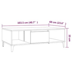 Stolik kawowy 103,5x60x35 cm z przestronnymi półkami brązowy dąb z płyty wiórowej do salonu - Miniaturka zdjęcia nr 8