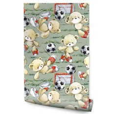 Tapeta Do Pokoju Chłopca Słodkie MISIE Piłka Nożna  - Miniaturka zdjęcia nr 1