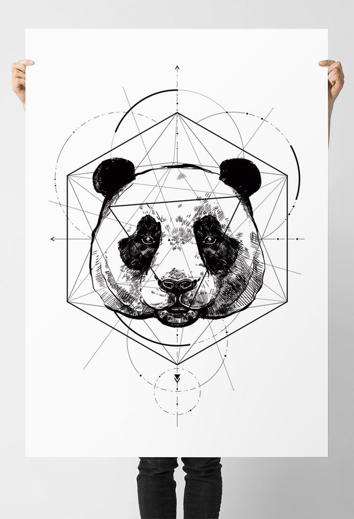 Plakat panda geometria 50x70 cm dekoracja ścienna bez ram nr. 2