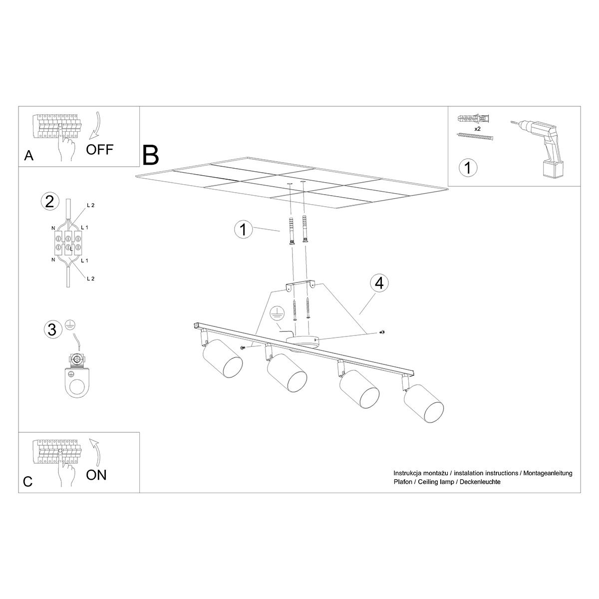 Plafon LEMMI 4L biały 20x24x100cm GU10 nowoczesna lampa do salonu nr. 5