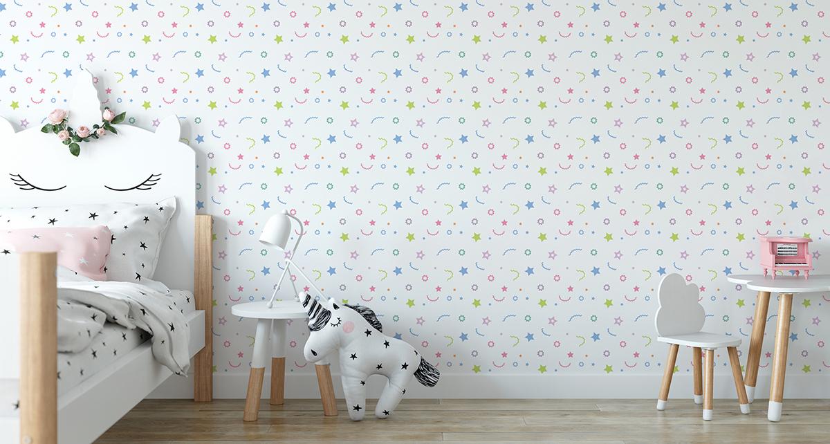 Tapeta Do Pokoju Dzieci Kolorowe WZORKI Gwiazdki 53x1000  nr. 4