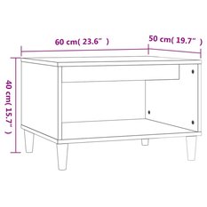 Stolik kawowy 60x50x40 cm z przestronną półką brązowy dąb do salonu - Miniaturka zdjęcia nr 7