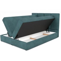 Łóżko kontynentalne 180x200x113 cm tapicerowane podwójne z materacem turkusowe - Miniaturka zdjęcia nr 12