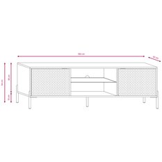 Szafka RTV 160x42x54 cm Diamond 2D z szafkami i półkami z podświetleniem LED czarny połysk do salonu - Miniaturka zdjęcia nr 6