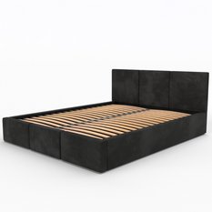 Łóżko tapicerowane do sypialni 180x200x100 cm podwójne z pojemnikiem modne czarne - Miniaturka zdjęcia nr 14