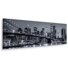 Obraz Panoramiczny NOWY YORK Nocą Brooklyn Bridge Miasto 145x45cm
